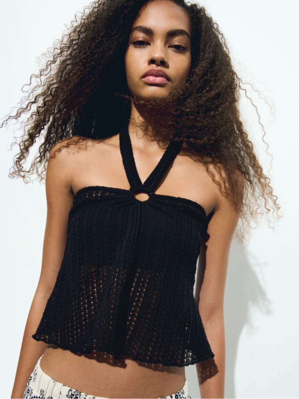 Black Crochet Halter Top